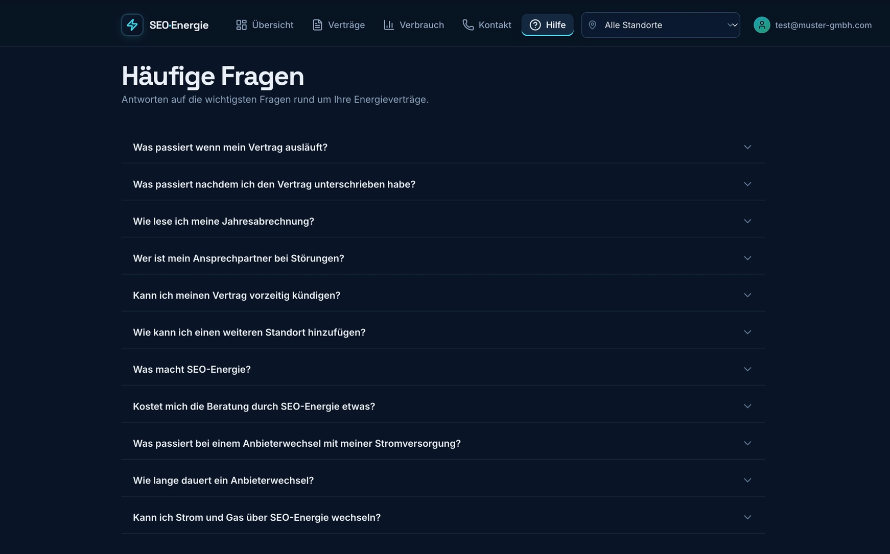 Häufige Fragen im SEO-Energie Kundenportal
